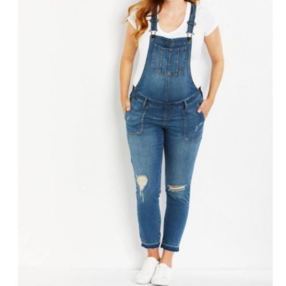 Indigo Blue Maternity Overalls, Size L